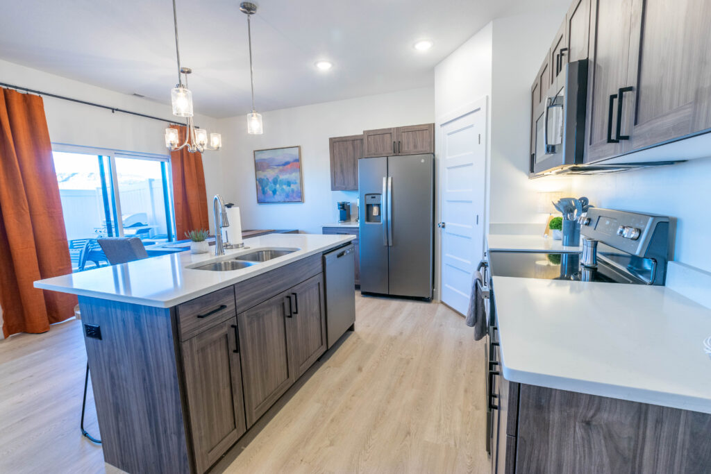 Fully equipped kitchen with stainless steel appliances